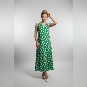 Women’s Green Floral Daisy sleeveless Maxi Dress size extra large